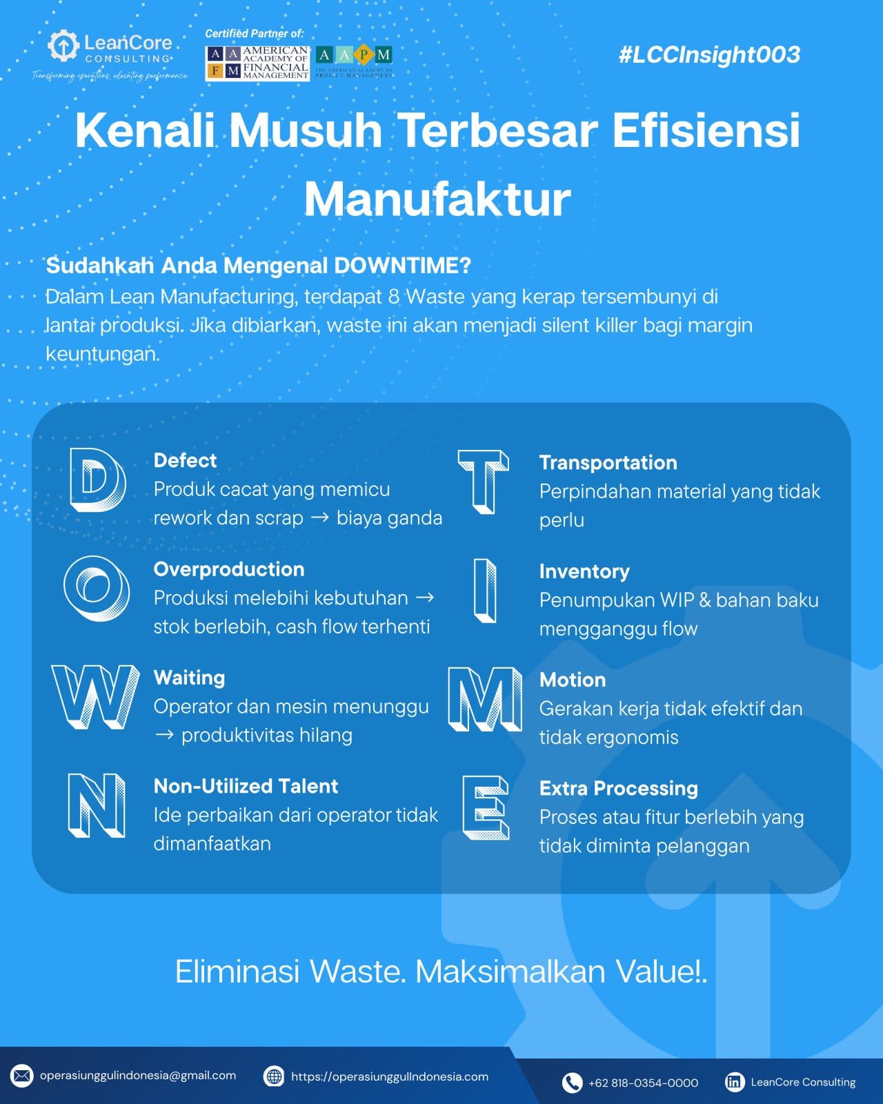 Mengenal 8 Waste: DOWNTIME
